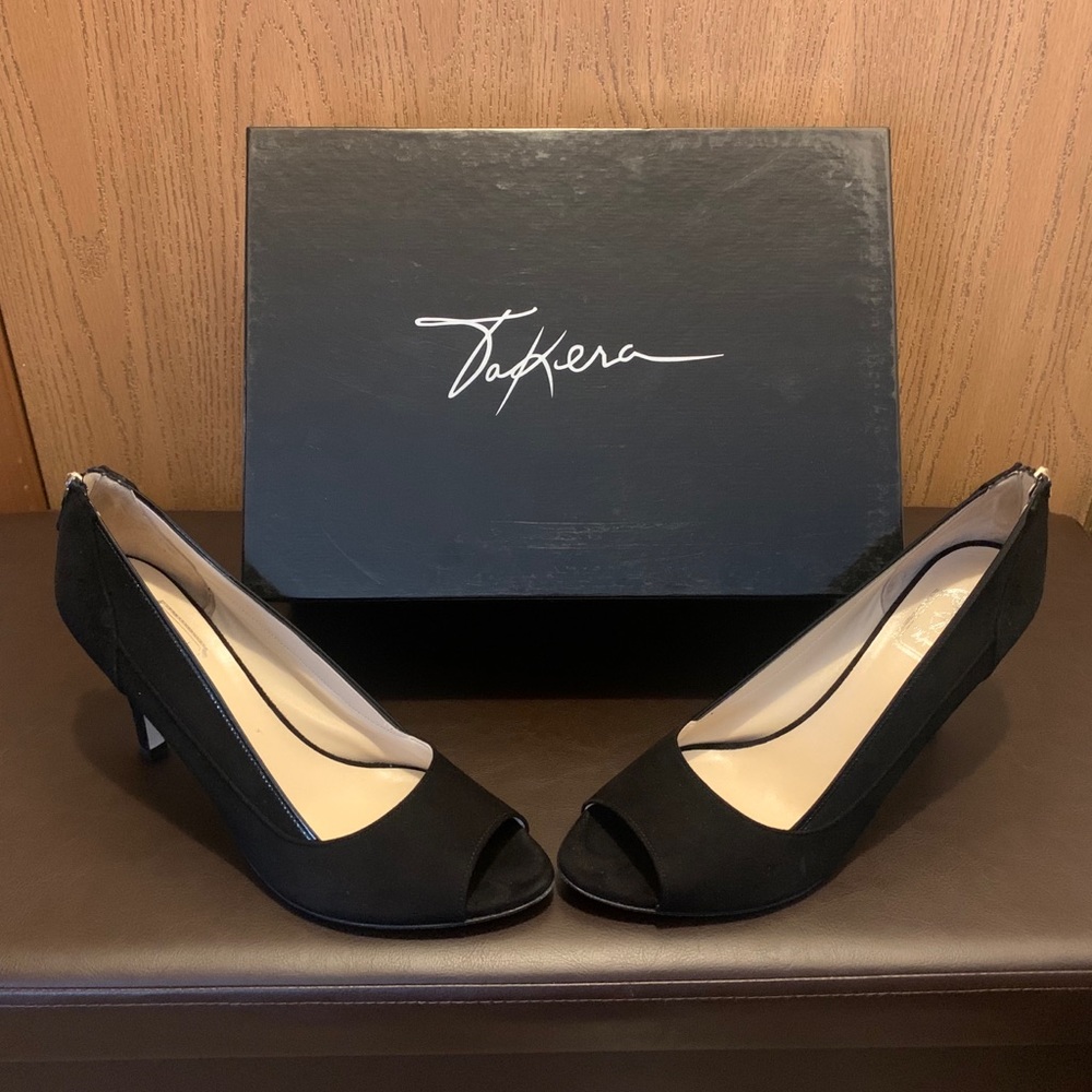 TaKera Elena Black Suede/Leather Heels